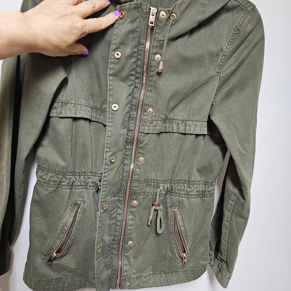 H&M Divided 100% Cotton Army Green Jacket Size 6 - Picture 4 of 8